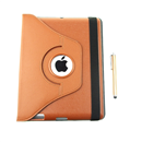 360 Rotating Magnetic Leather Case Smart Cover Stand for New iPad 3/iPad 2 Orange