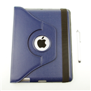 360 Rotating Magnetic Leather Case Smart Cover Stand for New iPad 3/iPad 2  Blue
