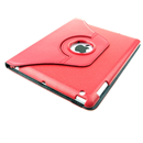 360 Rotating Magnetic Leather Case Smart Cover Stand for New iPad 3/iPad 2 Red
