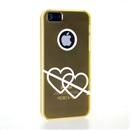 Yellow Translucent White Dual Hearts Ultra Thin Hard Case Cover for Apple iPhone 5 5G 5th Gen