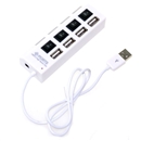 USB 2.0 4 Port HUB 480 Mbps with LED Light ON OFF Switch for Laptop PC White