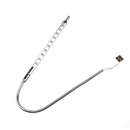 New Flexible USB Metal shell Super Bright 10 LED Light Lamp For PC Notebook Laptop White