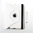 360 Rotating Magnetic Leather Case Smart Cover Stand for New iPad 3/iPad 2  White