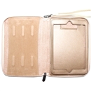 360 Degree Rotating PU Zipper Leather Case Cover for Apple iPad Mini cream-colored 