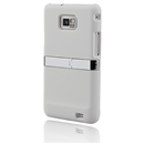 WHITE DELUXE HARD CASE COVER WITH CHROME STAND RUBBERIZED CLIP Samsung Galaxy S II S2 i9100