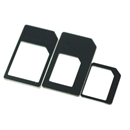 Set 3 Adapters Nano SIM & Micro SIM & SIM card adapters Kit for iPhone 5 4S Black 
