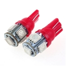 2PCS T10 5050 SMD Hyper Red Car Smd Wedge 5 Led Light Bulbs 12V