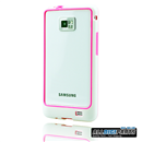 Pink and White Silicone Case Cover Skin Bezel Bumper Frame for Samsung Galaxy S II i9100