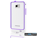 Purple and White Silicone Case Cover Skin Bezel Bumper Frame for Samsung Galaxy S II i9100