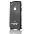 Black-Clear Bumper Frame TPU Silicone Case for iPhone 4S 4G with Side Button 