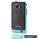 Black and Light Blue Silicone Case Cover Skin Bezel Bumper Frame for Samsung Galaxy S II i9100