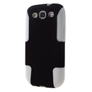BLACK AND WHITE APEX PERFORATED DOUBLE LAYER HARD CASE COVER FOR SAMSUNG GALAXY S 3 III