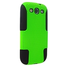 GREEN AND BLACK APEX PERFORATED DOUBLE LAYER HARD CASE COVER FOR SAMSUNG GALAXY S 3 III