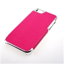 Red Deluxe Snake Skin PU Leather with Silver Edge Snap-On Hard Case Cover for Apple iPhone 5 5G 5th Gen