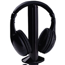 New 5 in 1 Wireless Headphone Earphone Black for MP3 MP4 PC TV CD FM Radio 