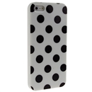 White with Black Wave Point Dot Soft Back Case Cover Skin for iPhone 5 5G 5th Gen New