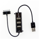 3 Ports USB 2.0 Hub Splitter Charger for iPhone 4 4G 4S iPad 1 2 3 iPod Black