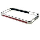 Lexury Crystal Bling Aluminum Metal Bumper Hard Case For Apple iPhone 4S Red