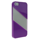 Purple Soft Silicone with Hard Clear Diagonal  Case Cover for iPhone 5 5G New