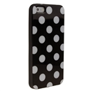 Black with white Wave Point Dot Soft Back Case Cover Skin for iPhone 5 5G 5th Gen New