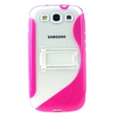 Clear Pink TPU Hard S-Line Case Cover Stand for Samsung Galaxy S3 S III Phone