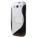 Clear Gray TPU Hard S-Line Case Cover Stand for Samsung Galaxy S3 S III Phone