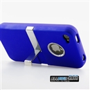 Deluxe Blue Hard Case Chrome Cover Stand Rubberized Clip for iPhone 4S 4 4G